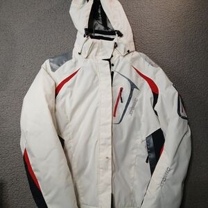 Atomic Mens Ski Snowboarding Jacket XL White Red Black Removable Hood